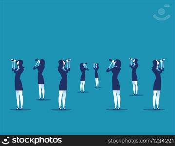 Business team looking into the distance. Concept business vector illustration. Flat character design.