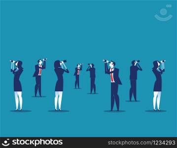 Business team looking into the distance. Concept business vector illustration. Flat character design.