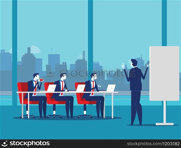 Business team meeting working and talking co working center. Concept business vector illustration.