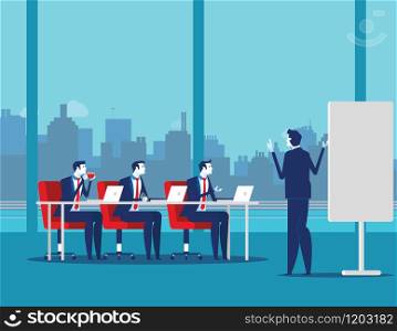 Business team meeting working and talking co working center. Concept business vector illustration.