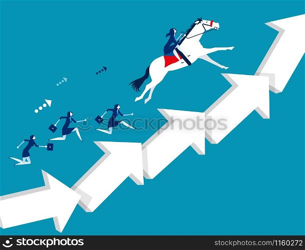 Business team moving up arrow step. Concept business vector illustration.