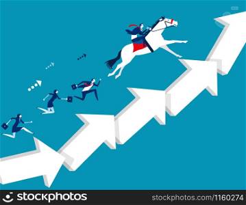 Business team moving up arrow step. Concept business vector illustration.