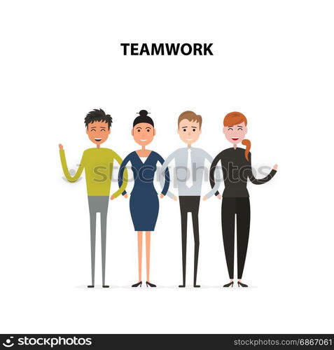 Business team of employees and the boss vector icon.Business company partners.Vector flat design illustration