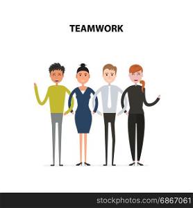 Business team of employees and the boss vector icon.Business company partners.Vector flat design illustration