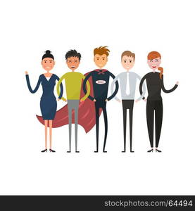 Business team of employees and the boss vector icon.Business company partners.Teamwork concept.Vector flat design illustration