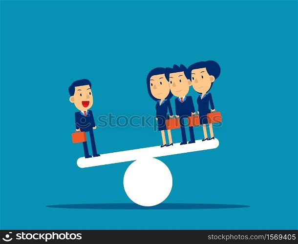 Business team on seesaw. Concept business vector illustration, Corporate, Flat cut character style.