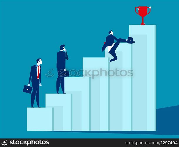 Business team overcome obstacles and achieve success. Concept business vector illustration, Strategy, Flat business cartoon, Management.