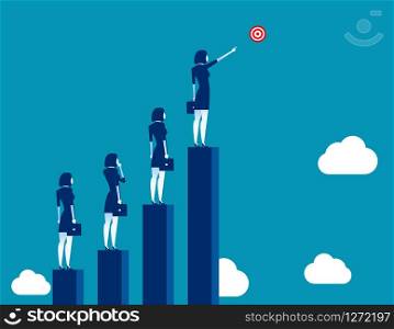 Business team pointing the target, Concept business illustration, Flat character style.