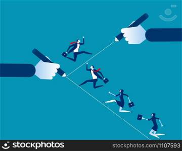 Business team running on the line. Concept business vector illustration. Design flat style.. Business team running on the line. Concept business vector illustration. Design flat style.