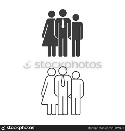 Business team simple icon. Workers employee stick figures. Flat vector illustration isolated on white background.. Business team simple icon. Flat vector illustration isolated on white