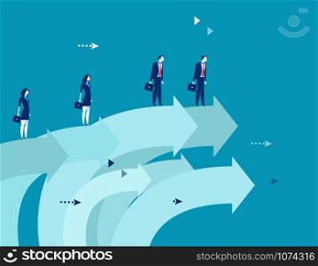 Business team standing on arrow. Concept business vector illustration.