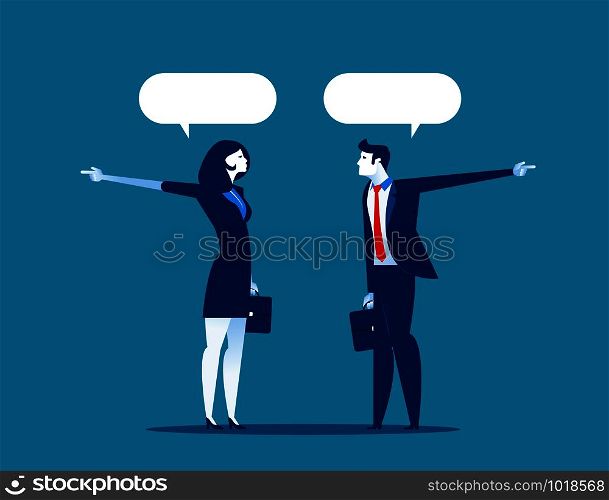 Business team talk and show in different directions. Concept business vector.