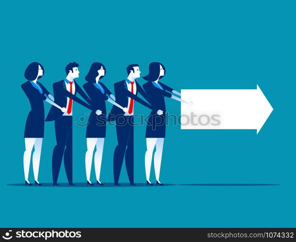 Business team walking follow the arrow. Concept business vector illustration.