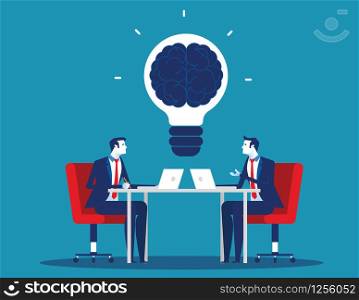 Business team with brainstorming. Concept business vector illustration. Flat character cartoon design style.