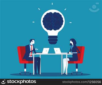 Business team with brainstorming. Concept business vector illustration. Flat character cartoon design style.