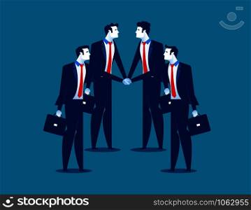 Business team with their hand together. Concept business vector illustration.