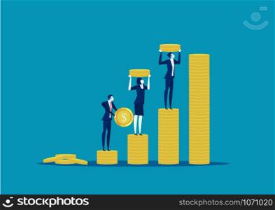 Business team work with coins and graphs. Business Investment . Business Concept Illustration