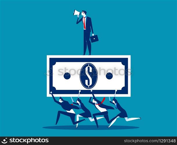 Business team working together. Concept business vector illustration. Flat character style, Flat business cartoon design, Currency