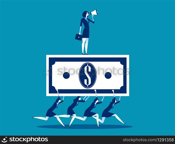 Business team working together. Concept business vector illustration. Flat character style, Flat business cartoon design, Currency