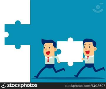 Business teamwork and Jigsaw. Concept business vector illustration, Achievement, Successful.