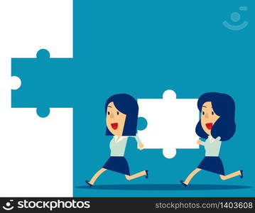 Business teamwork and Jigsaw. Concept business vector illustration, Achievement, Successful.