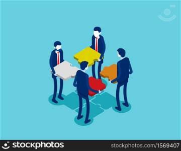 Business teamwork. Concept business vector illustration, Team Event, Isometric Projection, Cooperation.