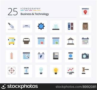 Business   Technology 25 Flat Color icon pack including directory. siren. browser. emergency. alert