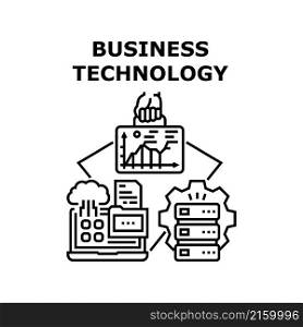 Business Technology office. internet concept. computer work. web modern digital people. company tech data vector concept black illustration. Business Technology icon vector illustration