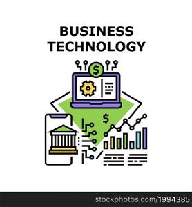 Business Technology Vector Icon Concept. Online Banking Mobile Phone Application, Digital Software For Earning Money And Monitoring Financial Infographic Business Technology Color Illustration. Business Technology Concept Color Illustration