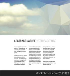 Business template for brochure, magazine, flyer, booklet or annual report. Abstract colorful polygonal backdrop, blurred sky background, landscape with clouds, modern stylish triangle vector texture.