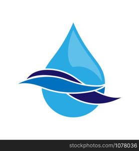 Business template for logo design and decoration. A drop of water and a wave. Flat design.