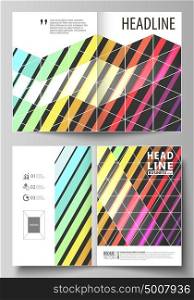Business templates for bi fold brochure, flyer, booklet. Cover template, vector layout in A4 size. Bright color rectangles, colorful design, geometric rectangular shapes forming abstract background. Business templates for bi fold brochure, magazine, flyer, booklet or annual report. Cover design template, easy editable vector, abstract flat layout in A4 size. Bright color rectangles, colorful design with geometric rectangular shapes forming abstract beautiful background.