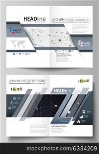 Business templates for bi fold brochure, flyer, report. Cover design template, vector layout in A4 size. Abstract infographic background with lines, symbols, charts and other elements.. Business templates for bi fold brochure, magazine, flyer, booklet or annual report. Cover design template, easy editable vector, abstract flat layout in A4 size. Abstract infographic background in minimalist style made from lines, symbols, charts, diagrams and other elements.