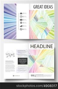 Business templates for bi fold brochure, magazine, flyer. Cover template, easy editable vector, flat layout in A4 size. Colorful background, abstract waves, lines. Bright color curves. Motion design.. Business templates for bi fold brochure, magazine, flyer. Cover template, easy editable vector, flat layout in A4 size. Colorful background with abstract waves, lines. Bright color curves. Motion design.
