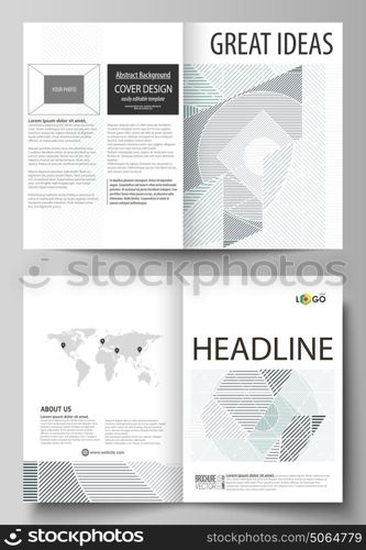 Business templates for bi fold brochure, magazine, flyer, booklet. Cover design template, abstract vector layout in A4 size. Minimalistic background with lines. Gray geometric shapes, simple pattern.. Business templates for bi fold brochure, magazine, flyer, booklet or annual report. Cover design template, easy editable vector, abstract flat layout in A4 size. Minimalistic background with lines. Gray color geometric shapes forming simple beautiful pattern.