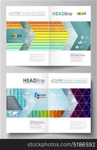 Business templates for bi fold brochure, magazine, flyer, booklet. Cover template, vector layout in A4 size. Bright color abstract beautiful background, colorful design, geometric rectangular shapes.. Business templates for bi fold brochure, magazine, flyer, booklet or annual report. Cover design template, easy editable vector, abstract flat layout in A4 size. Bright color rectangles, colorful design with overlapping geometric rectangular shapes forming abstract beautiful background.