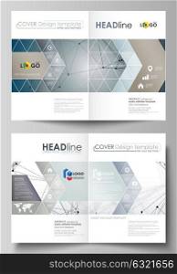 Business templates for bi fold brochure, magazine, flyer, booklet. Cover design template, vector layout in A4 size. DNA and neurons molecule structure. Medicine, science concept. Scalable graphic.. Business templates for bi fold brochure, magazine, flyer, booklet or annual report. Cover design template, easy editable vector, abstract flat layout in A4 size. DNA and neurons molecule structure. Medicine, science, technology concept. Scalable graphic.