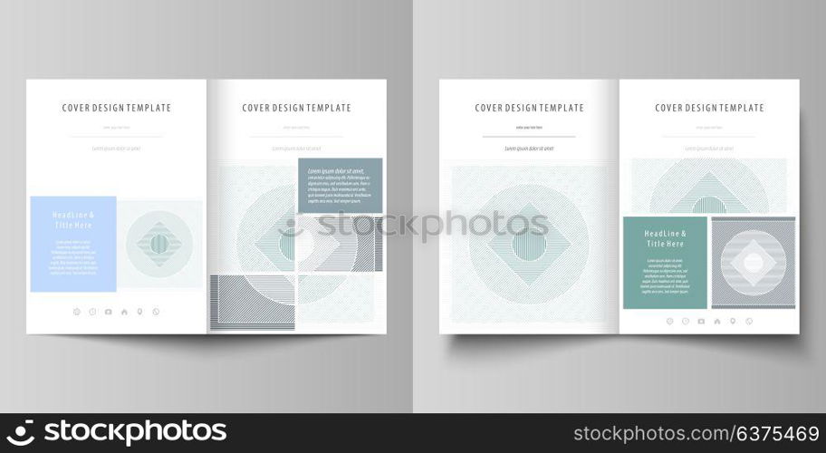 Business templates for bi fold brochure, magazine, flyer, booklet. Cover design template, abstract vector layout in A4 size. Minimalistic background with lines. Gray geometric shapes, simple pattern.. Business templates for bi fold brochure, magazine, flyer, booklet or annual report. Cover design template, easy editable vector, abstract flat layout in A4 size. Minimalistic background with lines. Gray color geometric shapes forming simple beautiful pattern.