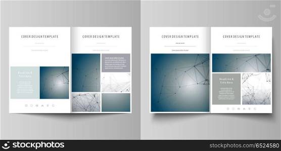 Business templates for bi fold brochure, magazine, flyer, booklet. Cover design template, vector layout in A4 size. DNA and neurons molecule structure. Medicine, science concept. Scalable graphic.. Business templates for bi fold brochure, magazine, flyer, booklet or annual report. Cover design template, easy editable vector, abstract flat layout in A4 size. DNA and neurons molecule structure. Medicine, science, technology concept. Scalable graphic.