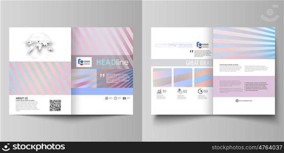 Business templates for bi fold brochure, magazine, flyer, booklet or annual report. Cover design template, easy editable vector, abstract flat layout in A4 size. Sweet pink and blue decoration, pretty romantic design, cute candy background.