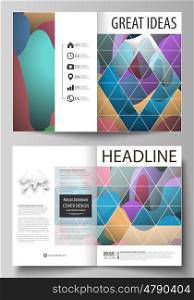 Business templates for bi fold brochure, magazine, flyer, booklet or annual report. Cover design template, easy editable vector, abstract flat layout in A4 size. Bright color pattern, colorful design with overlapping shapes forming abstract beautiful background.