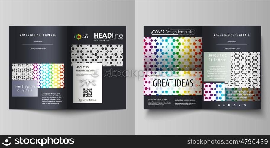 Business templates for bi fold brochure, magazine, flyer, booklet or annual report. Cover design template, easy editable vector, abstract flat layout in A4 size. Chemistry pattern, hexagonal molecule structure. Medicine, science and technology concept.