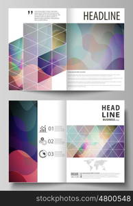 Business templates for bi fold brochure, magazine, flyer, booklet or annual report. Cover design template, easy editable vector, abstract flat layout in A4 size. Bright color pattern, colorful design with overlapping shapes forming abstract beautiful background.