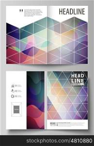 Business templates for bi fold brochure, magazine, flyer, booklet or annual report. Cover design template, easy editable vector, abstract flat layout in A4 size. Bright color pattern, colorful design with overlapping shapes forming abstract beautiful background.