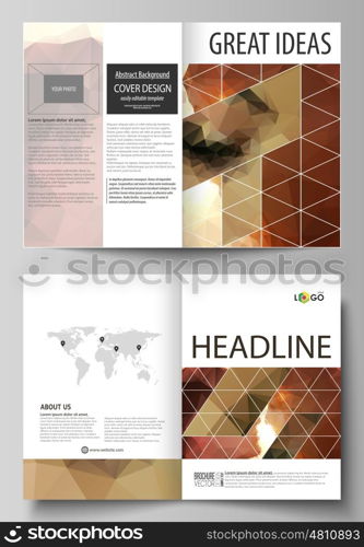 Business templates for bi fold brochure, magazine, flyer, booklet or annual report. Cover design template, easy editable vector, abstract flat layout in A4 size. Beautiful background. Geometrical colorful polygonal pattern in triangular style.