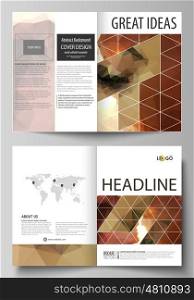 Business templates for bi fold brochure, magazine, flyer, booklet or annual report. Cover design template, easy editable vector, abstract flat layout in A4 size. Beautiful background. Geometrical colorful polygonal pattern in triangular style.