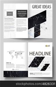 Business templates for bi fold brochure, magazine, flyer, booklet or annual report. Cover design template, easy editable vector, abstract flat layout in A4 size. Abstract infographic background in minimalist style made from lines, symbols, charts, diagrams and other elements.