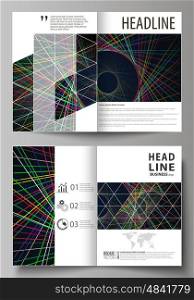 Business templates for bi fold brochure, magazine, flyer, booklet or annual report. Cover design template, easy editable vector, abstract flat layout in A4 size. Bright color lines, colorful beautiful background. Perfect decoration.