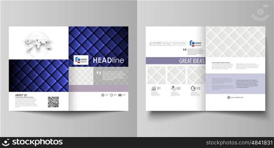 Business templates for bi fold brochure, magazine, flyer, booklet or annual report. Cover design template, easy editable vector, abstract flat layout in A4 size. Shiny fabric, rippled texture, white and blue color silk, colorful vintage style background.