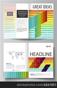 Business templates for bi fold brochure, magazine, flyer, booklet or annual report. Cover design template, easy editable vector, abstract flat layout in A4 size. Bright color rectangles, colorful design with overlapping geometric rectangular shapes forming abstract beautiful background.